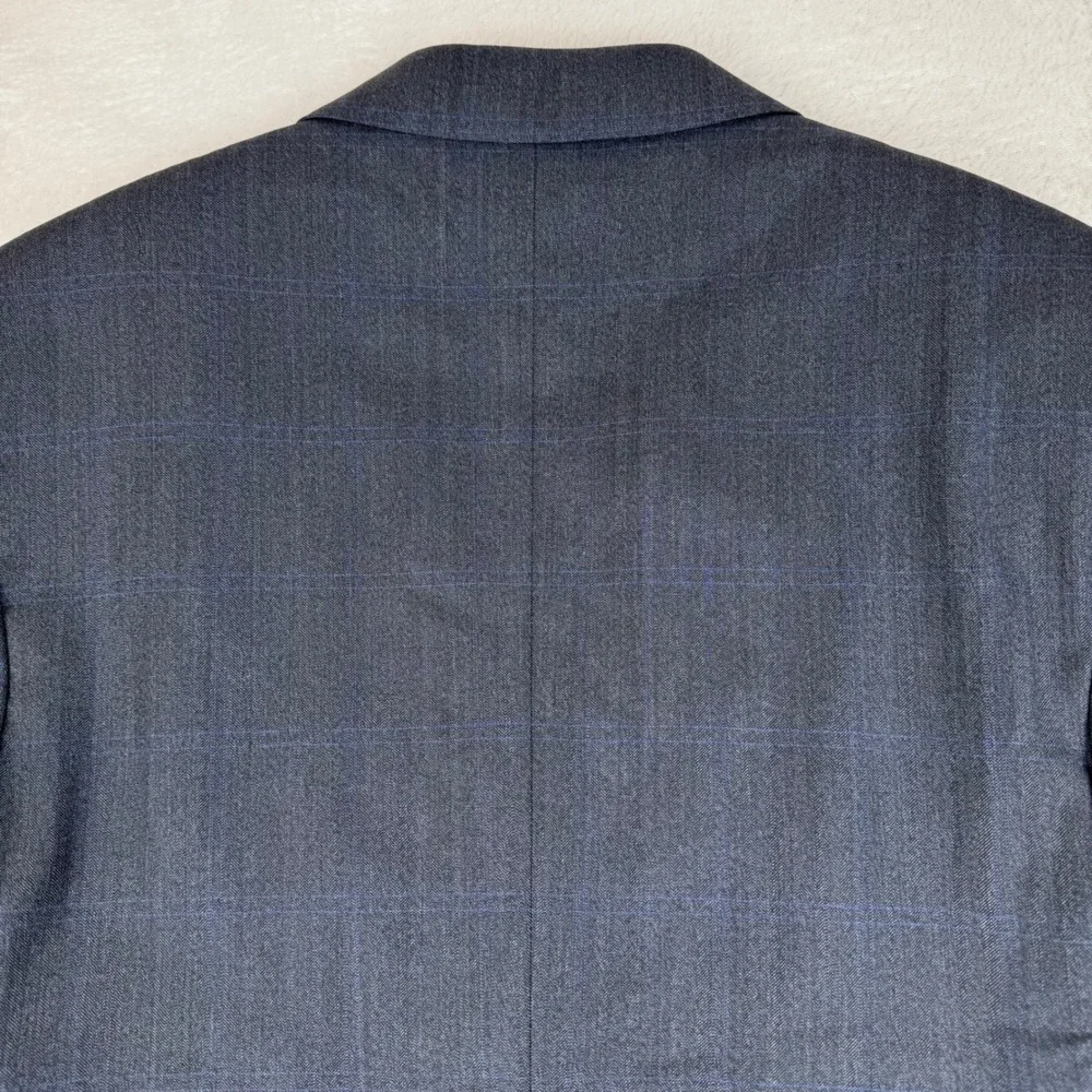 Joseph Abboud Suit Mens 38R W32 Blue Glen Plaid Super 120s Wool 2-Piece Pleated
